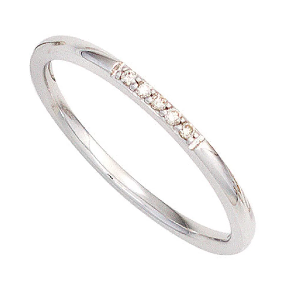 Damen Ring 585 Gold Weißgold 5 Diamanten Brillanten Weißgoldring-60