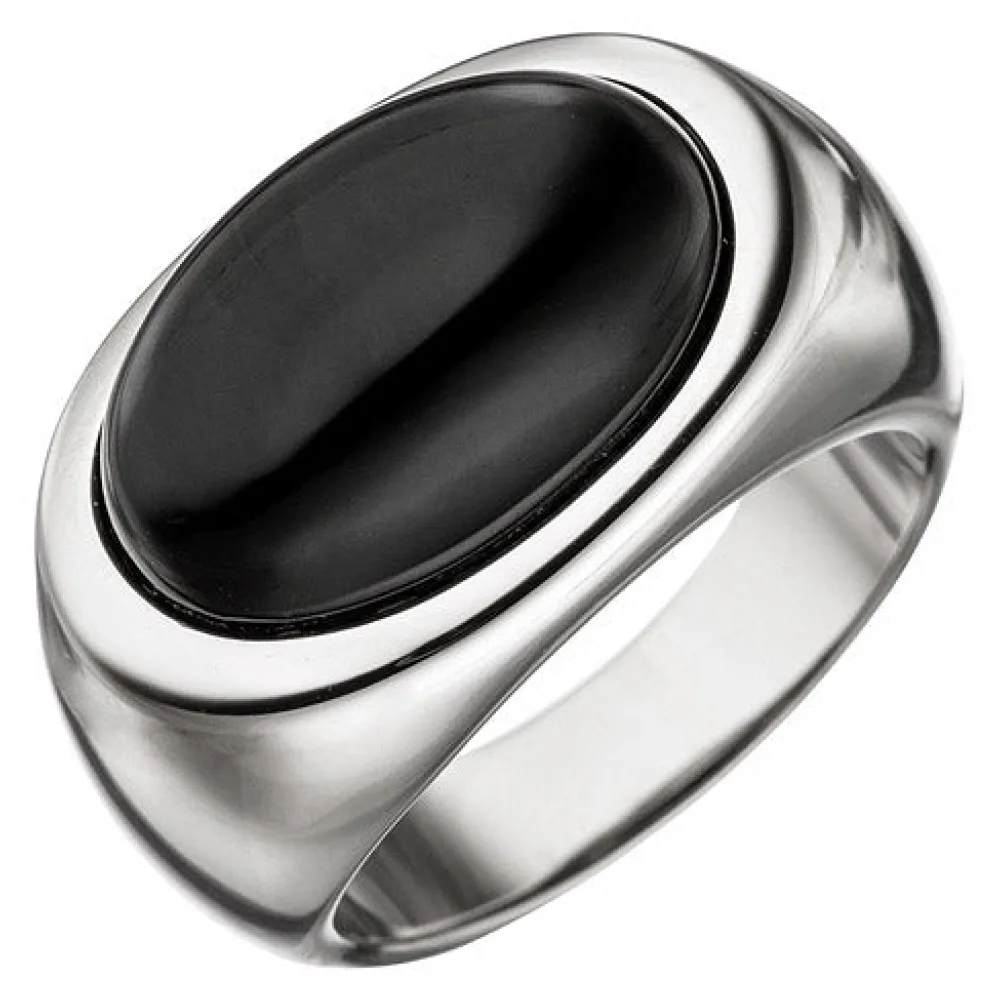 Damen Ring 925 Sterling Silber 1 Onyx schwarz Silberring Onyxring-56