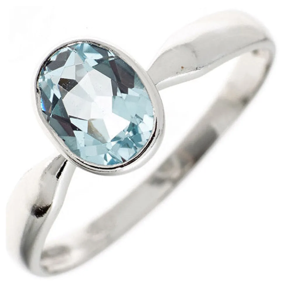 Damen Ring 925 Sterling Silber 1 Blautopas hellblau blau Silberring-54