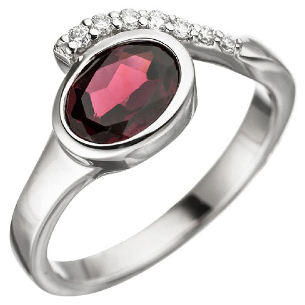 Damen Ring 925 Sterling Silber 1 Granat rot mit Zirkonia Silberring Granatring-54