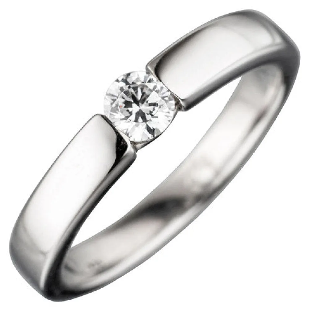 Damen Ring 925 Sterling Silber rhodiniert 1 Zirkonia Silberring-58