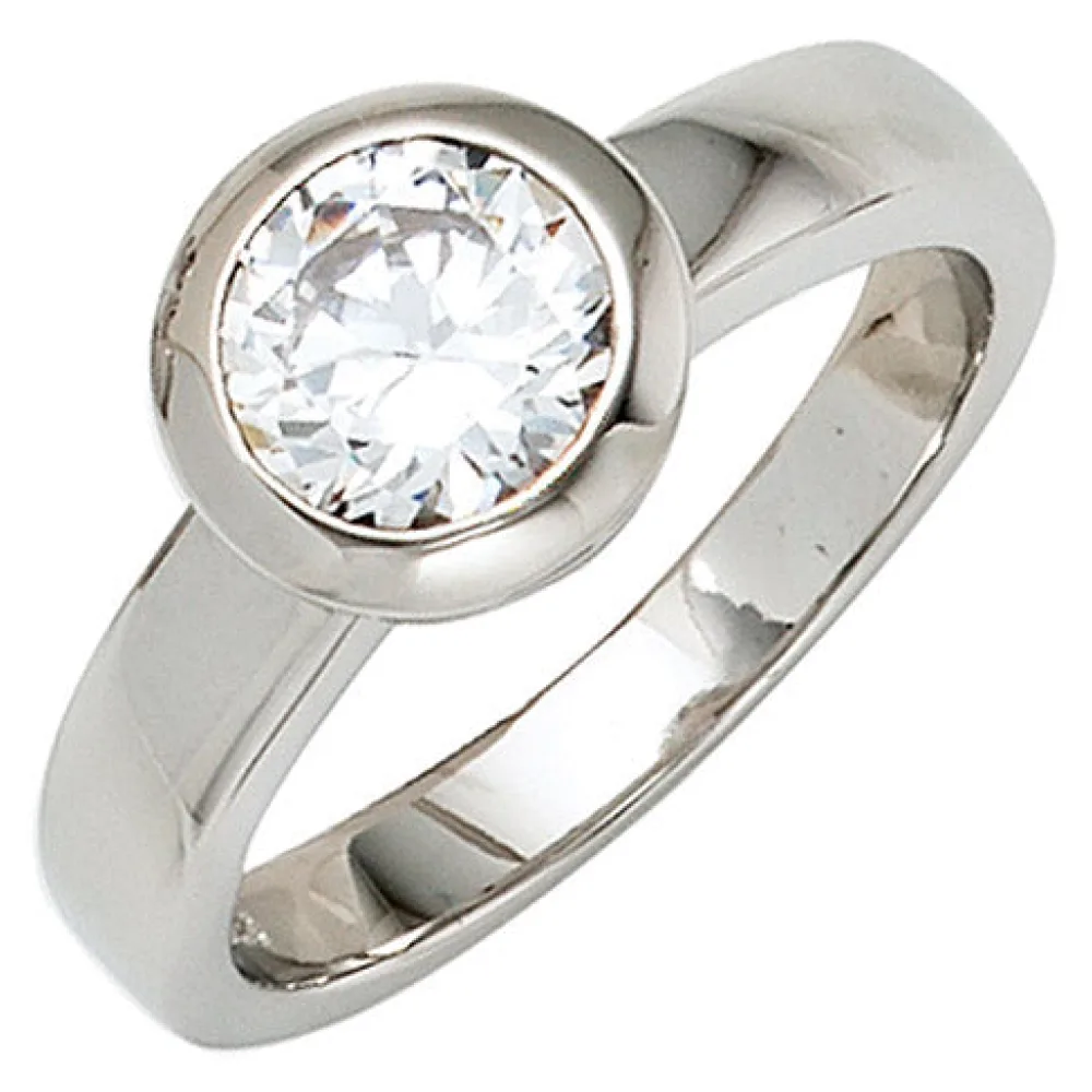 Damen Ring 925 Sterling Silber rhodiniert 1 Zirkonia Silberring-66