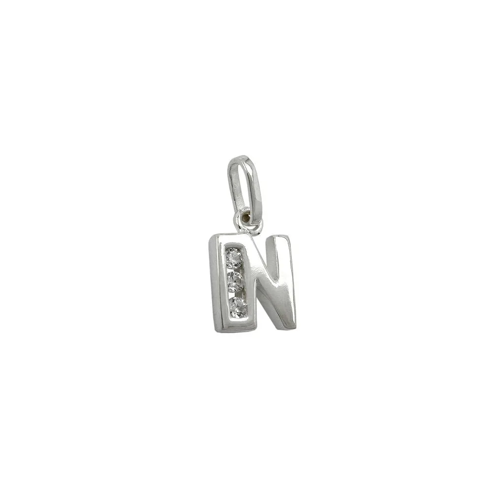 Anhänger Buchstabe N mit Zirkonia Silber 925