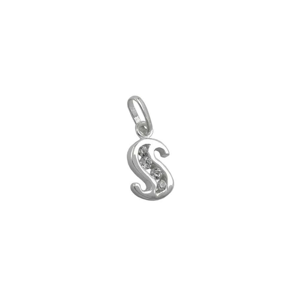Anhänger Buchstabe S mit Zirkonia Silber 925