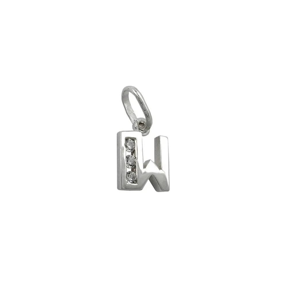 Anhänger Buchstabe W mit Zirkonia Silber 925
