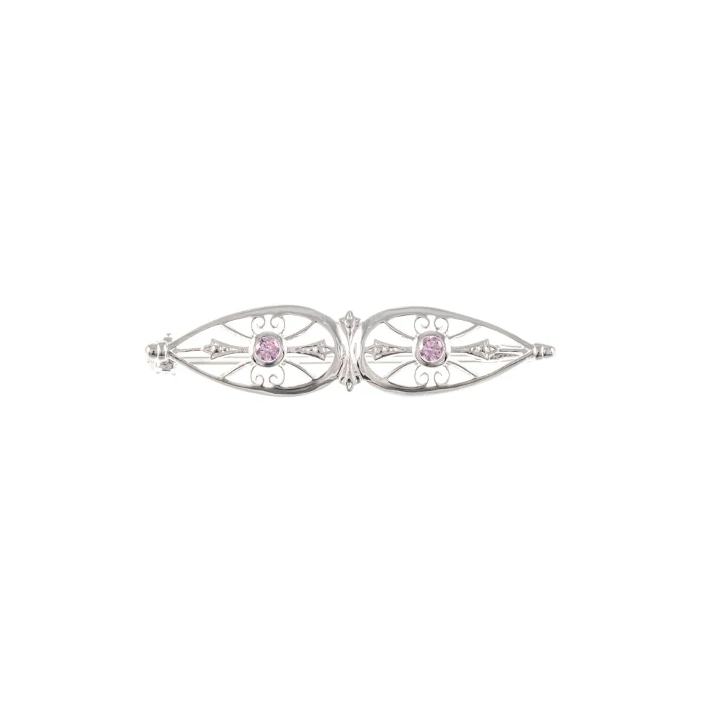 Brosche 925 Silber Zirkonia rosa