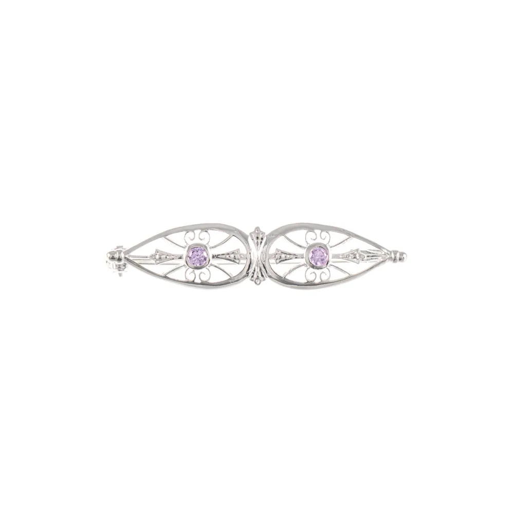 Brosche 925 Silber Zirkonia flieder