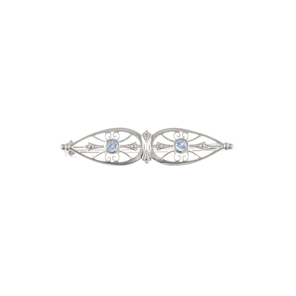 Brosche 925 Silber Zirkonia hellblau