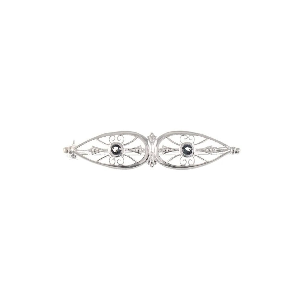 Brosche 925 Silber Zirkonia anthrazit