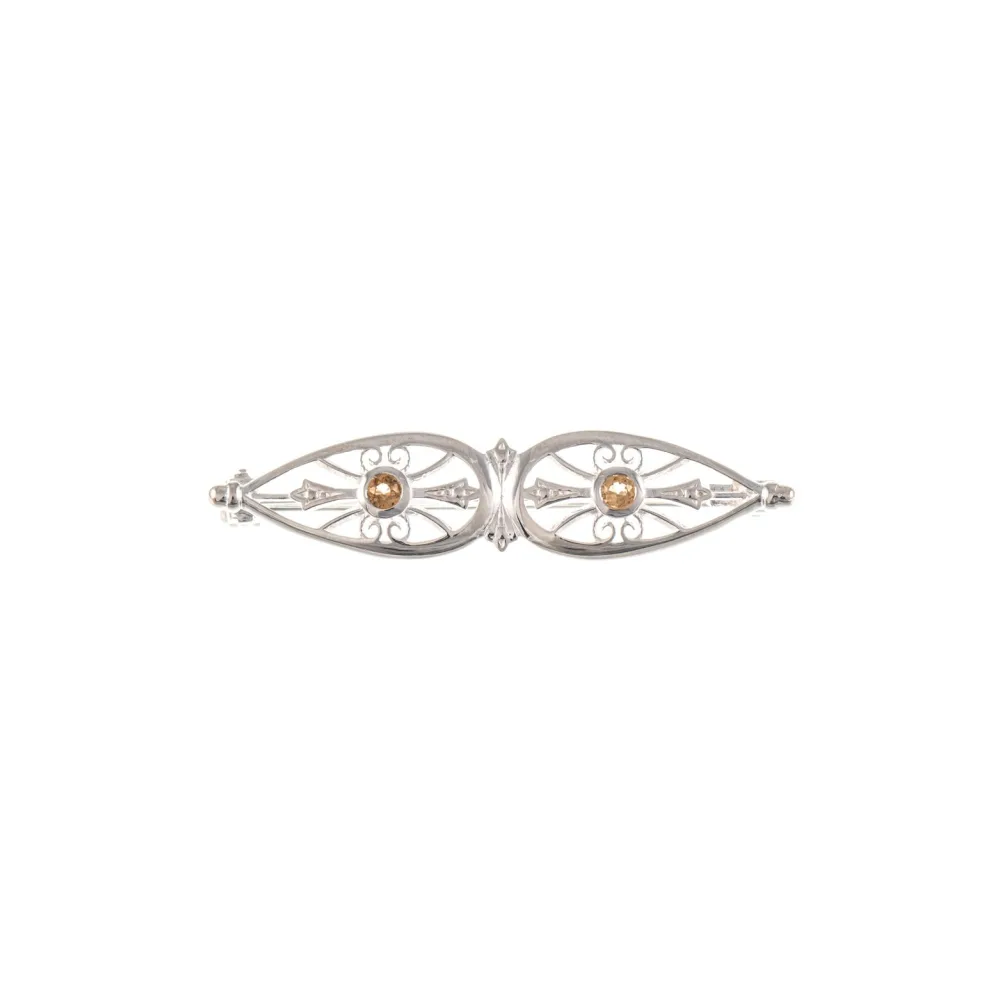 Brosche 925 Silber Zirkonia cognac