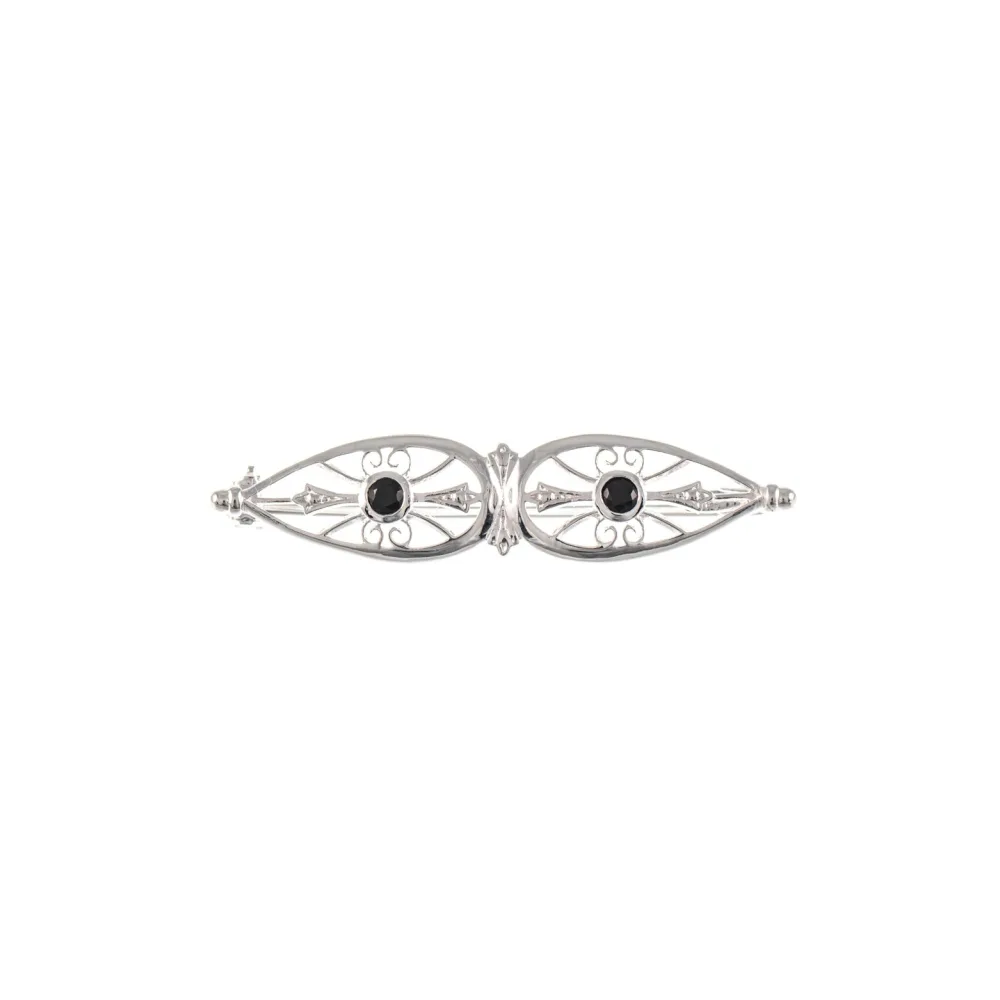 Brosche 925 Silber Zirkonia schwarz