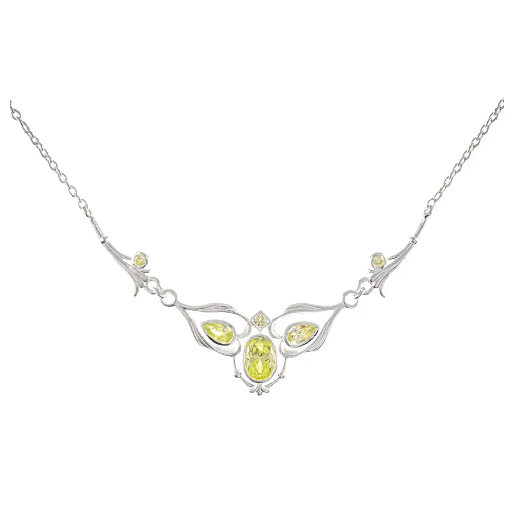 Collier 925 Silber Zirkonia hellgrün