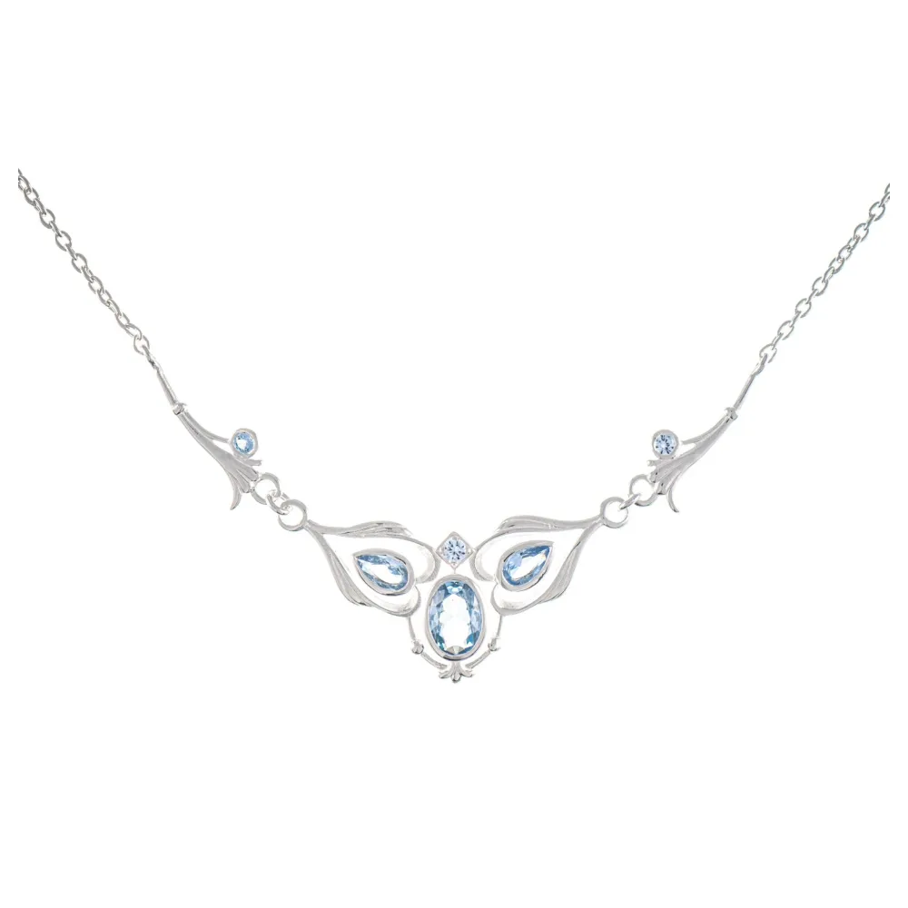 Collier 925 Silber Zirkonia hellblau
