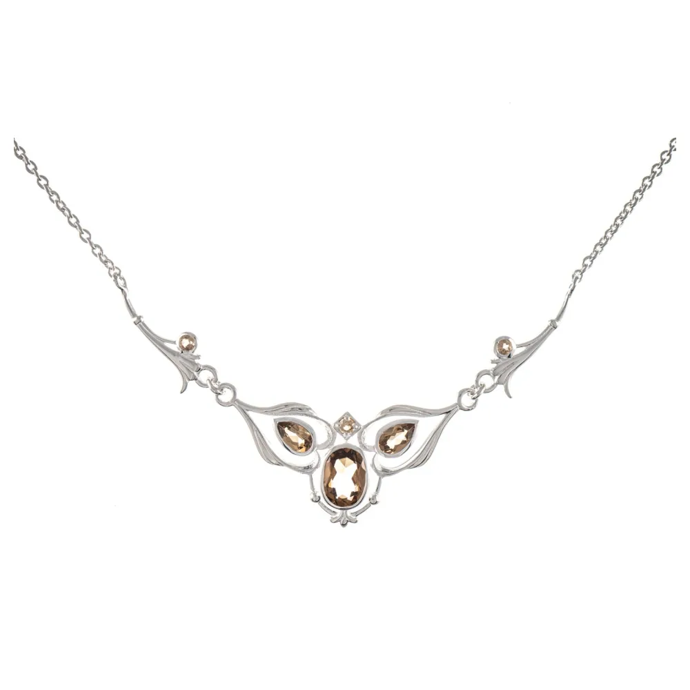 Collier 925 Silber Zirkonia cognac