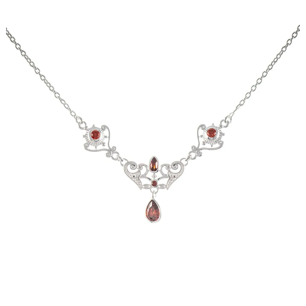 Collier 925 Silber Zirkonia rot
