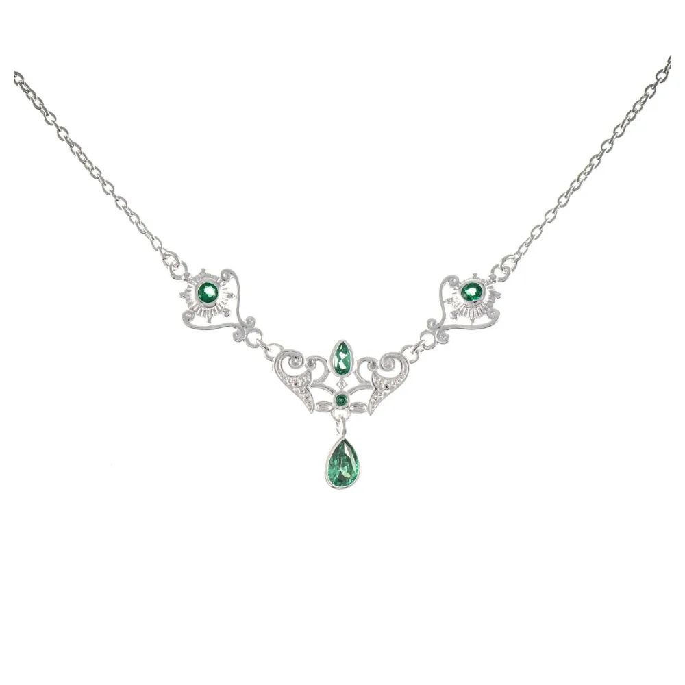 Collier 925 Silber Zirkonia grün