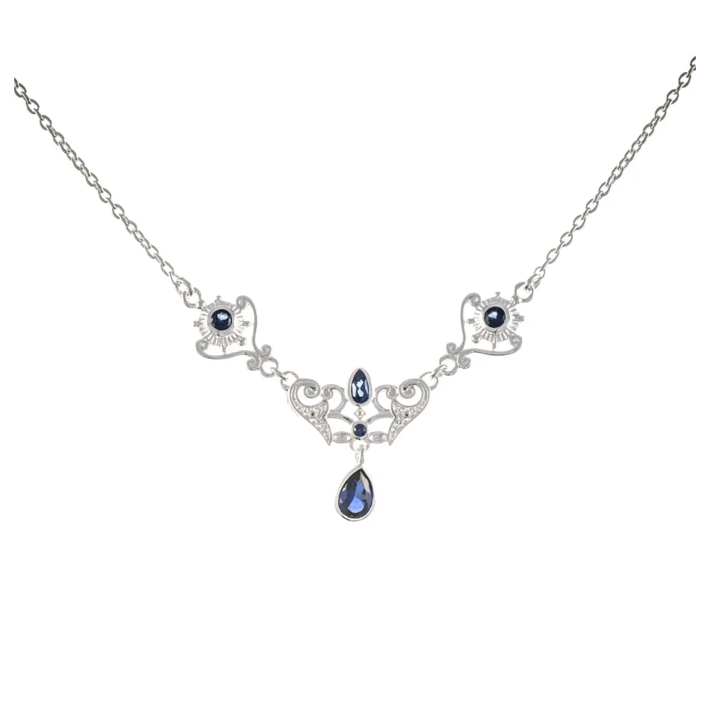 Collier 925 Silber Zirkonia blau