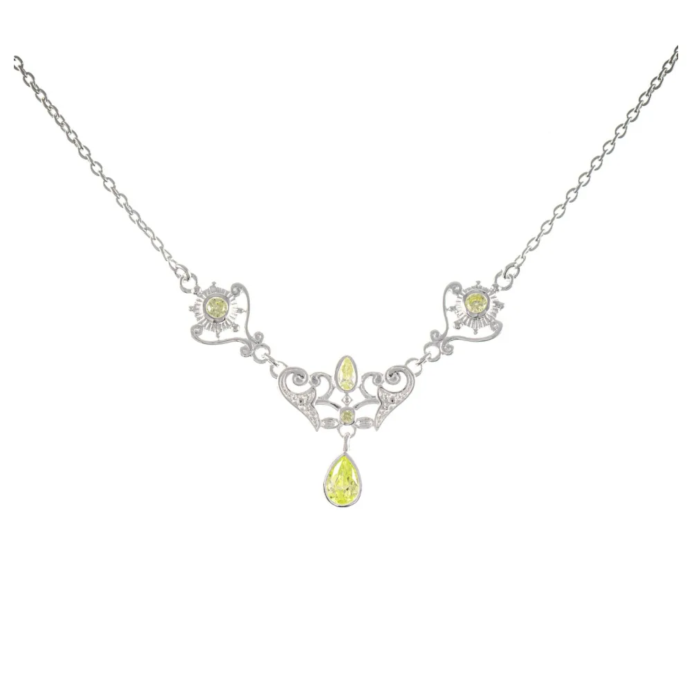 Collier 925 Silber Zirkonia hellgrün