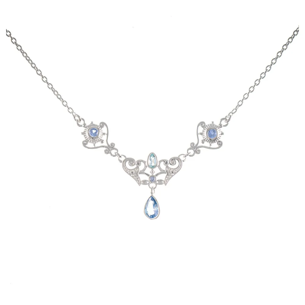 Collier 925 Silber Zirkonia hellblau