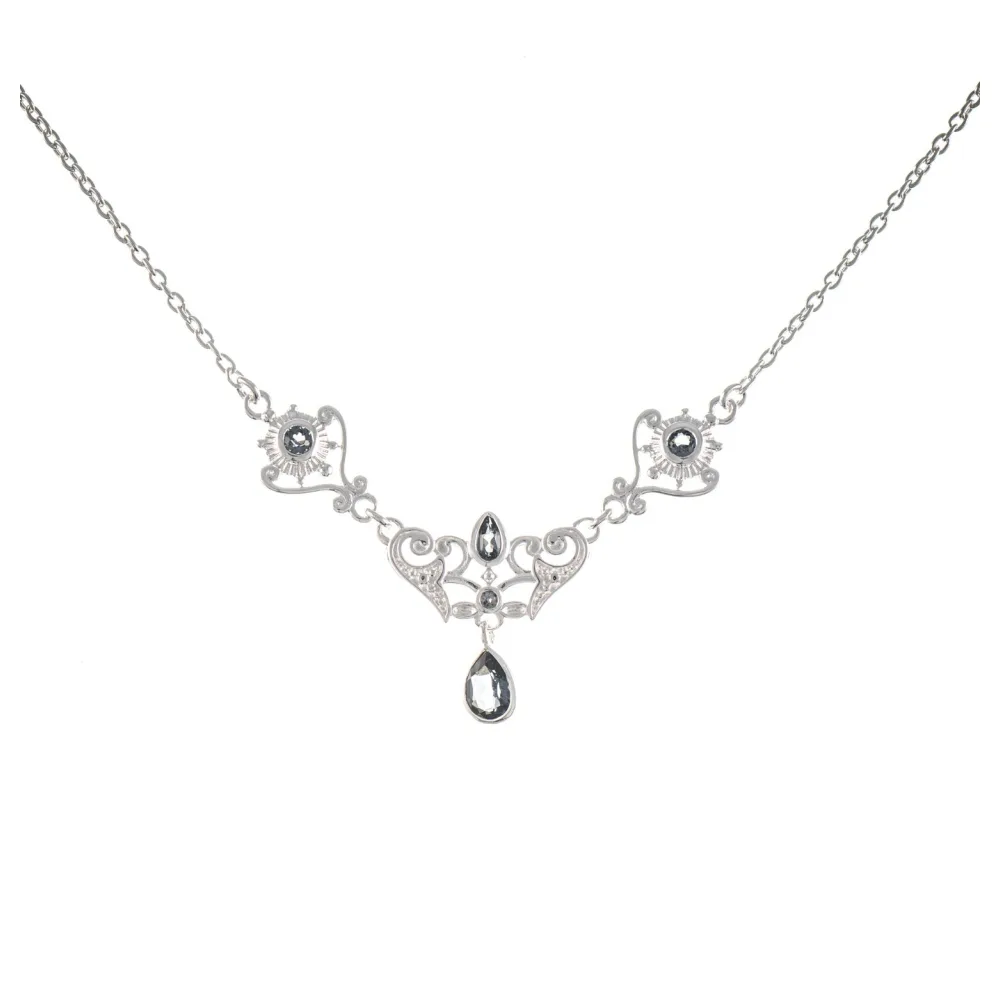 Collier 925 Silber Zirkonia anthrazit
