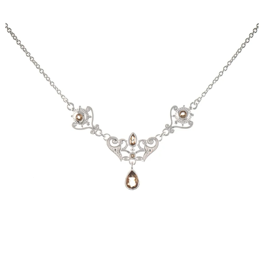 Collier 925 Silber Zirkonia cognac