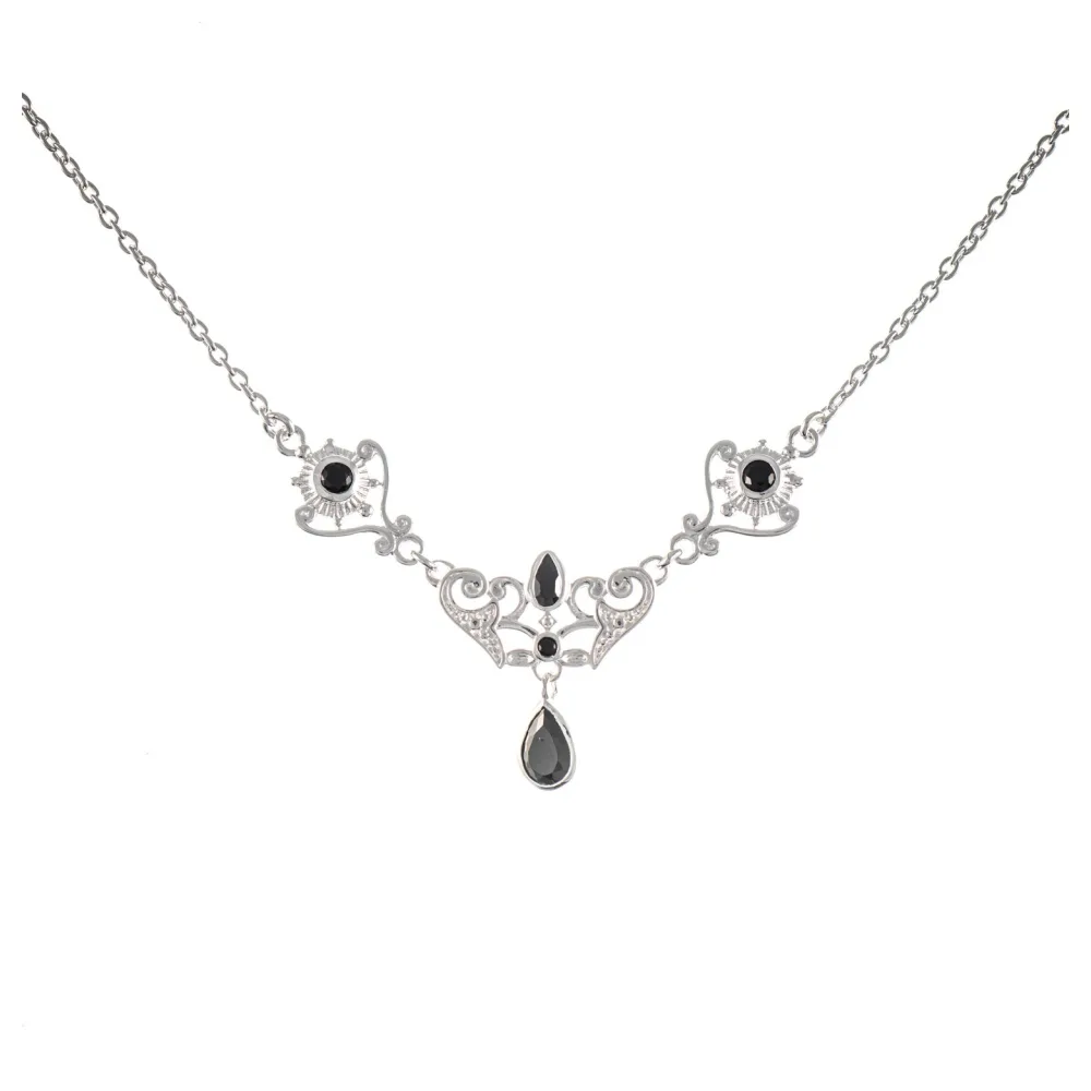 Collier 925 Silber Zirkonia schwarz