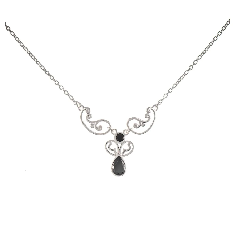 Collier 925 Silber Zirkonia schwarz