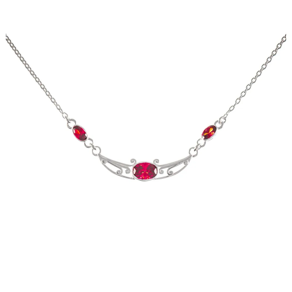 Collier 925 Silber Zirkonia rot