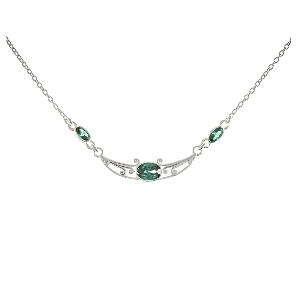Collier 925 Silber Zirkonia grün