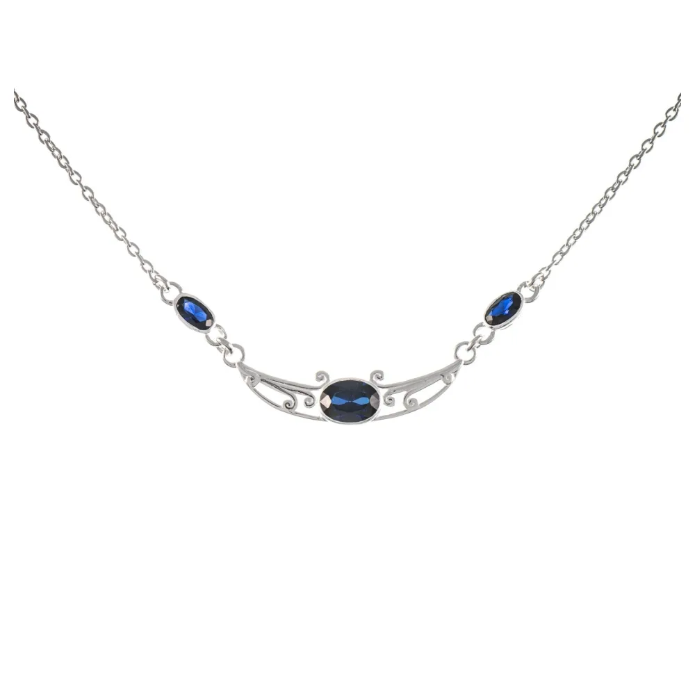 Collier 925 Silber Zirkonia blau