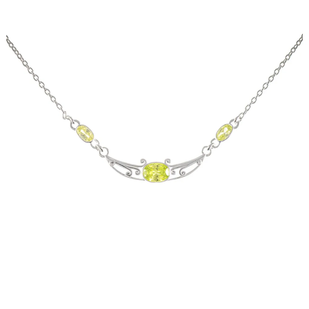 Collier 925 Silber Zirkonia hellgrün