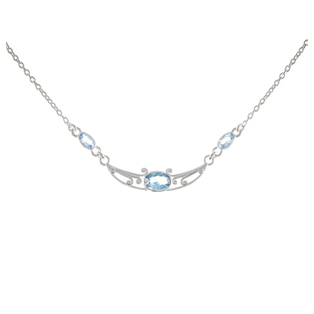 Collier 925 Silber Zirkonia hellblau