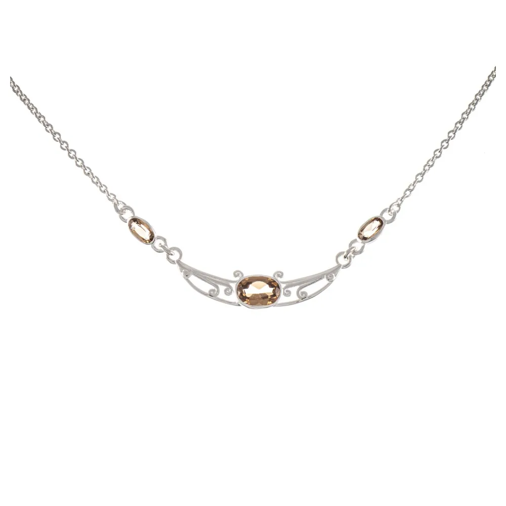 Collier 925 Silber Zirkonia cognac