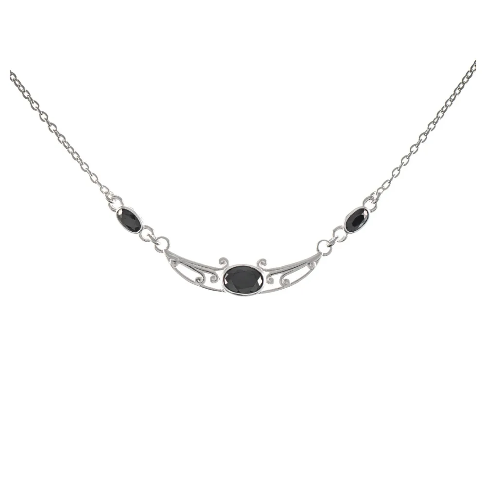 Collier 925 Silber Zirkonia schwarz