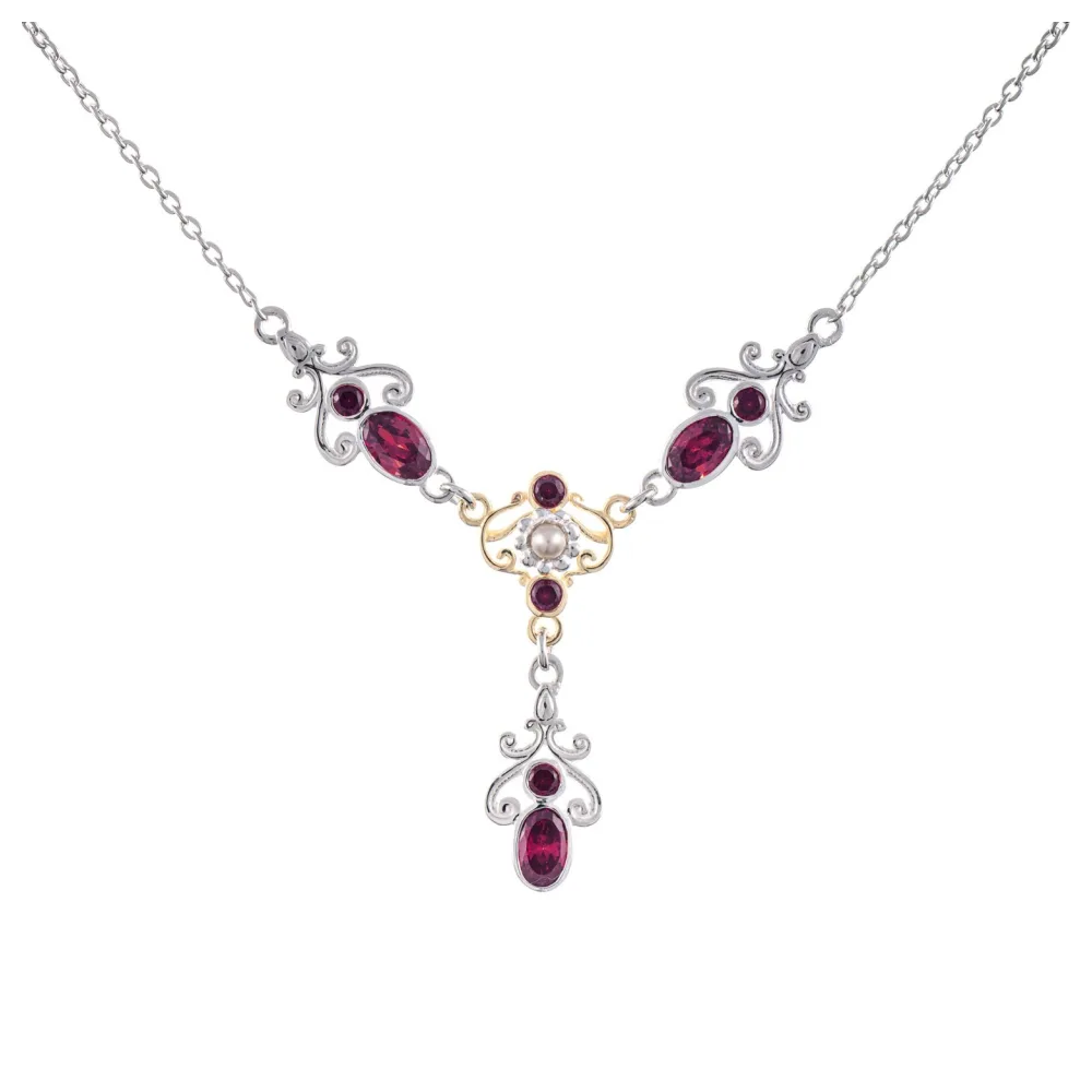 Collier 925 Silber teilvergoldet Zirkonia beere Perle
