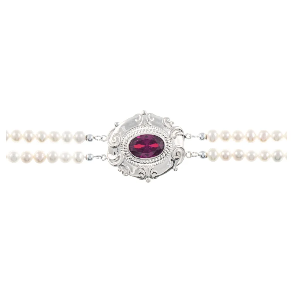 Collier Choker 925 Silber Zirkonia beere Perle