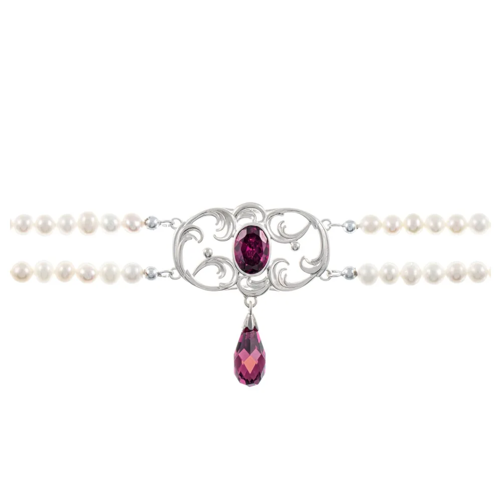 Collier Choker 925 Silber Zirkonia beere Perle
