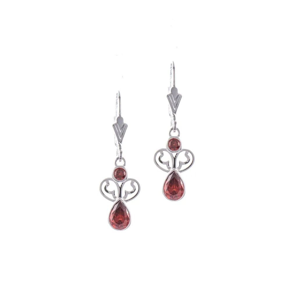 Ohrringe 925 Silber Zirkonia rot