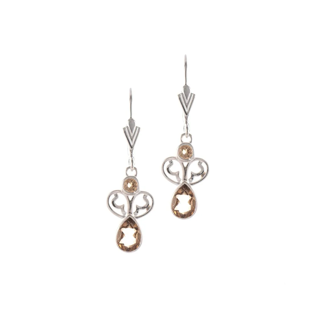 Ohrringe 925 Silber Zirkonia cognac