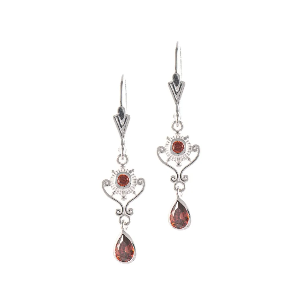 Ohrringe 925 Silber Zirkonia rot