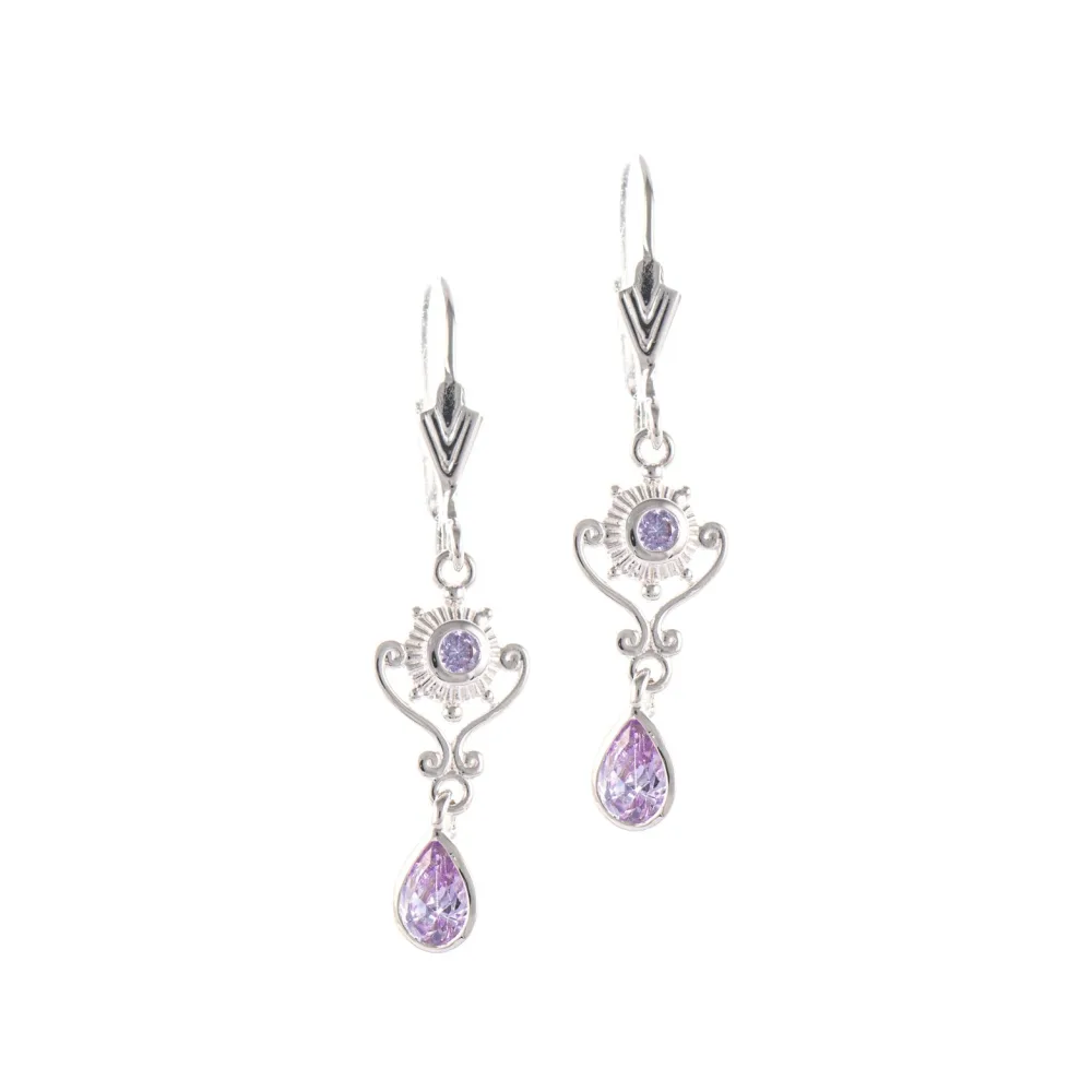Ohrringe 925 Silber Zirkonia flieder