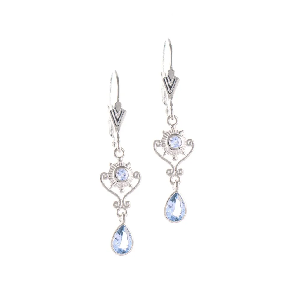 Ohrringe 925 Silber Zirkonia hellblau