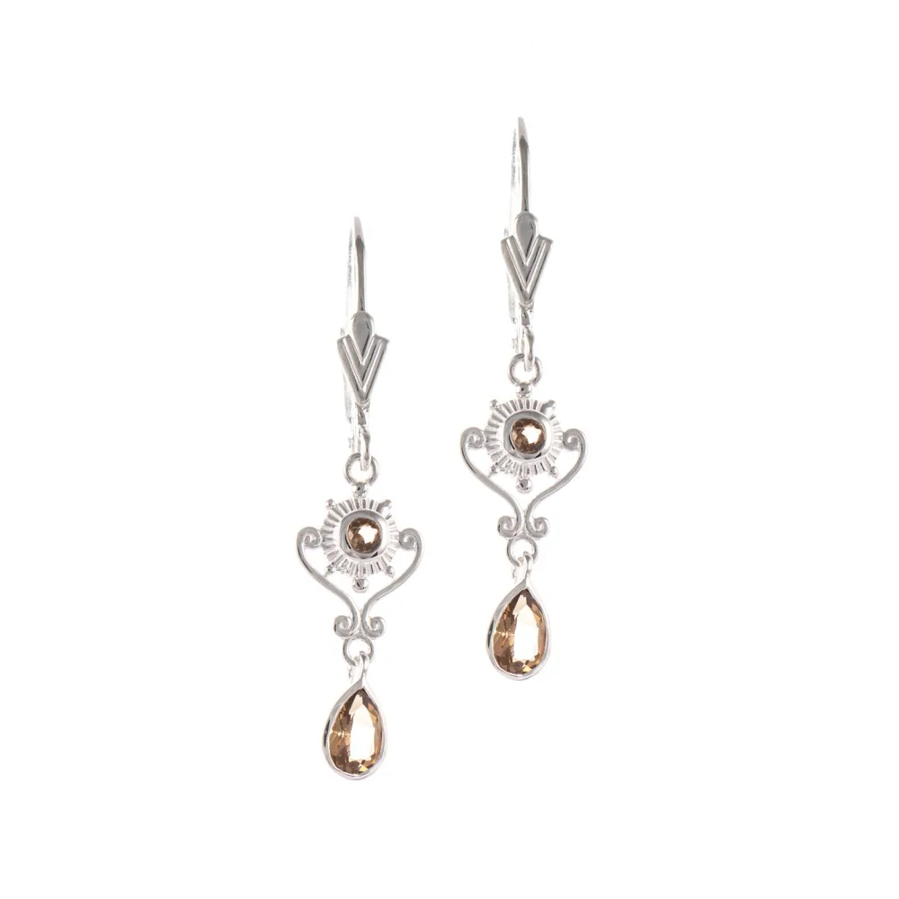 Ohrringe 925 Silber Zirkonia cognac