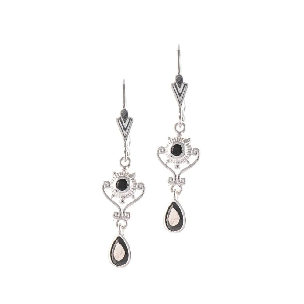 Ohrringe 925 Silber Zirkonia schwarz