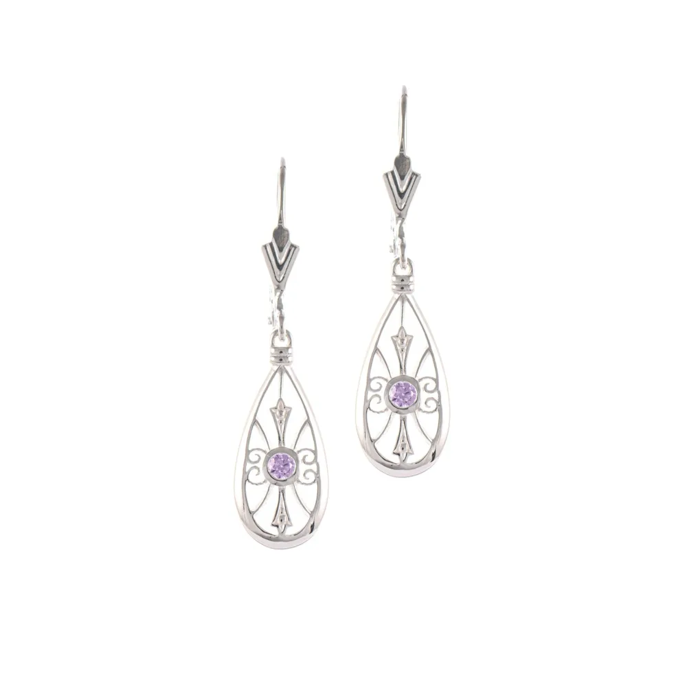 Ohrringe 925 Silber Zirkonia flieder
