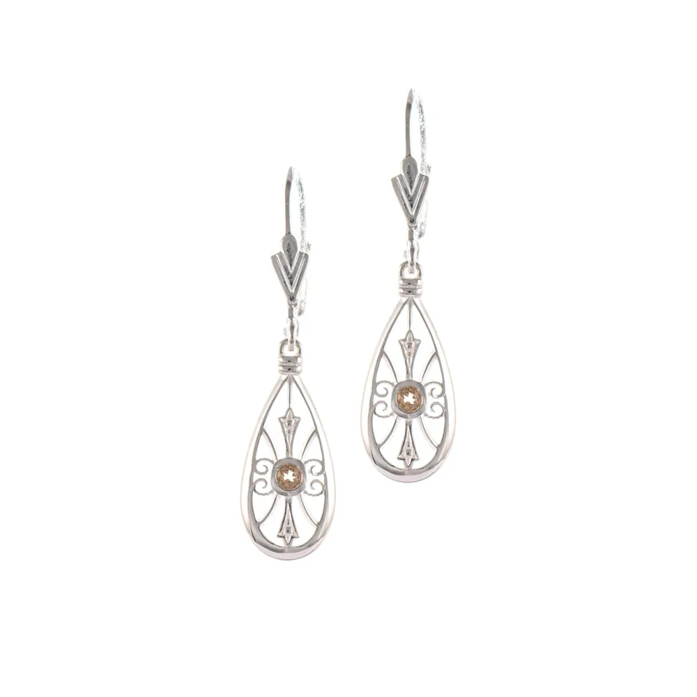 Ohrringe 925 Silber Zirkonia cognac