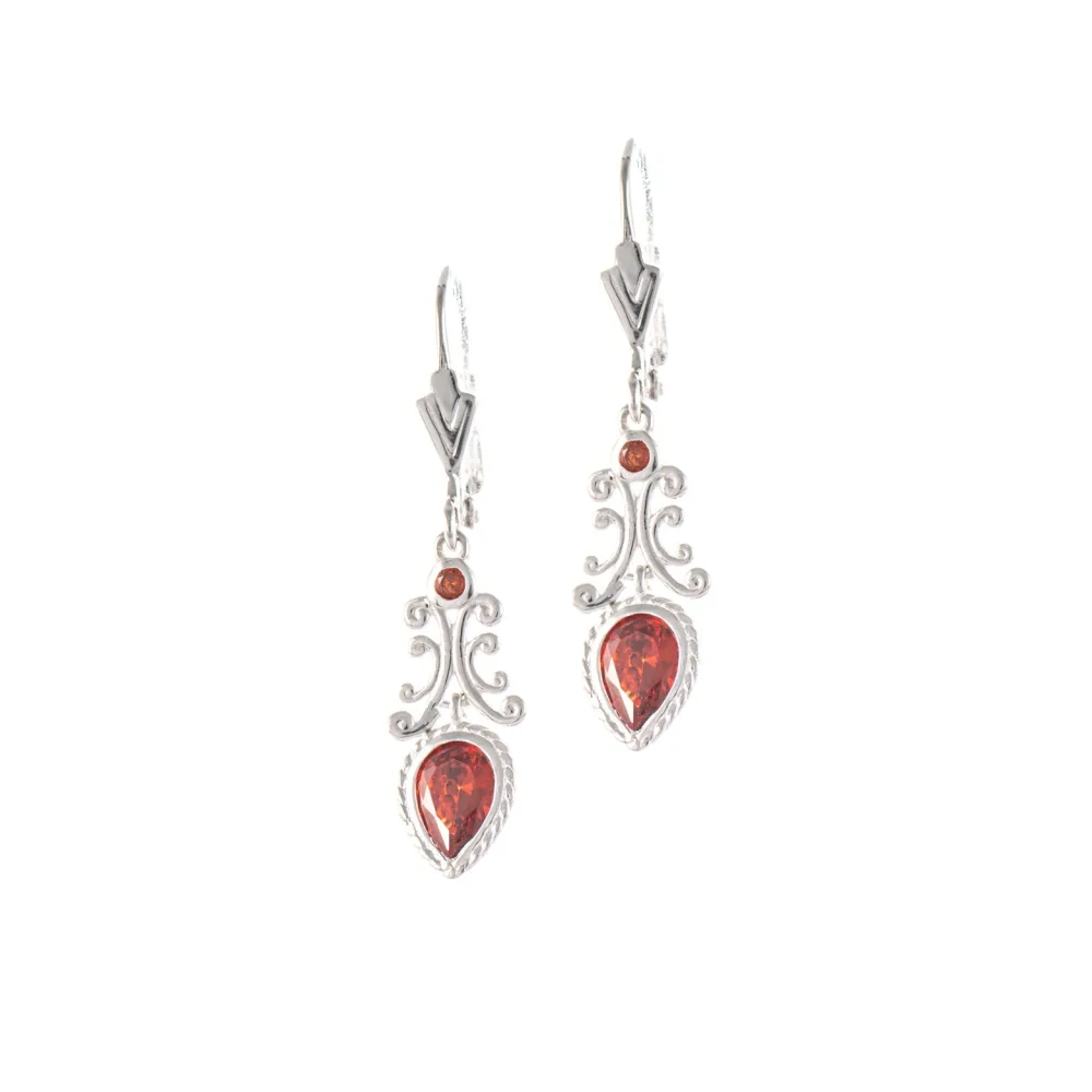 Ohrringe 925 Silber Zirkonia rot