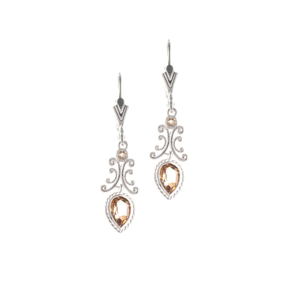 Ohrringe 925 Silber Zirkonia cognac