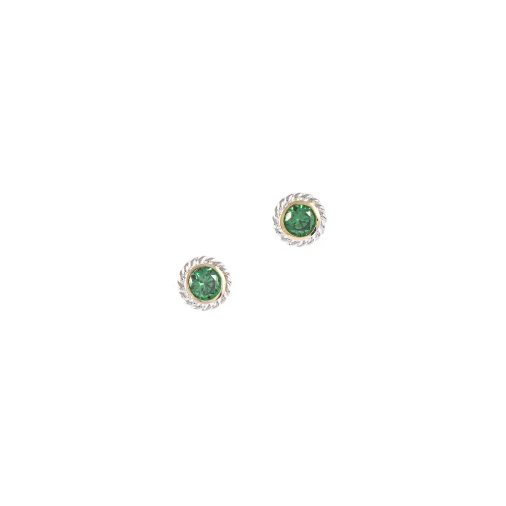 Ohrstecker 925 Silber teilvergoldet Zirkonia grün