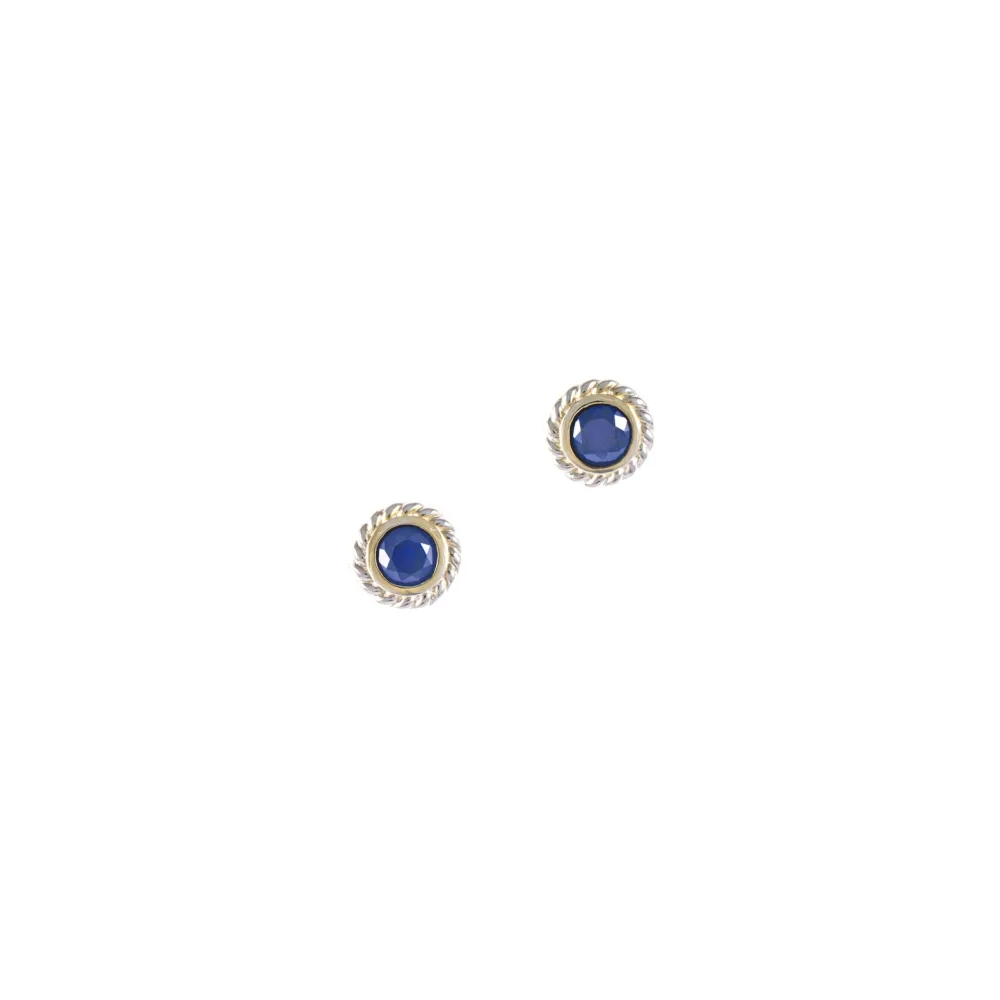 Ohrstecker 925 Silber teilvergoldet Zirkonia blau